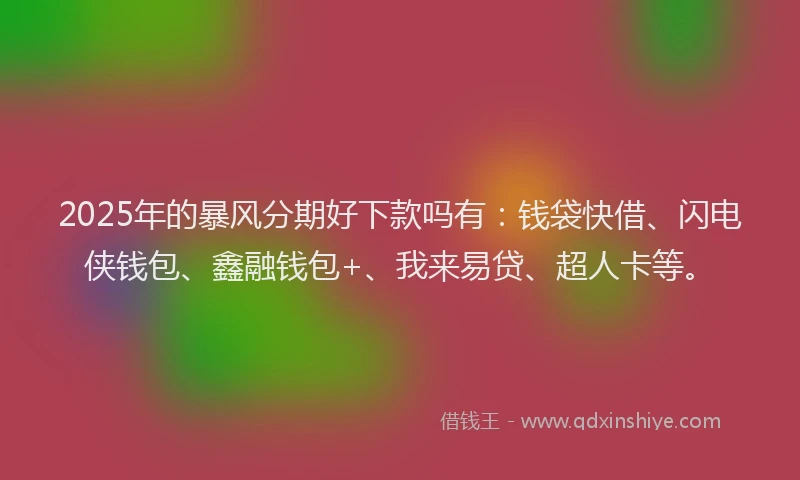 2025年的暴风分期好下款吗有：钱袋快借、闪电侠钱包、鑫融钱包+、我来易贷、超人卡等。