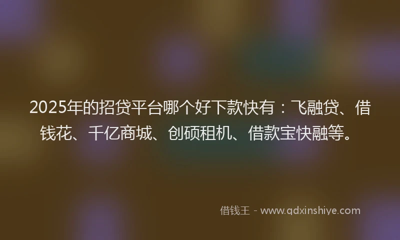 2025年的招贷平台哪个好下款快有：飞融贷、借钱花、千亿商城、创硕租机、借款宝快融等。