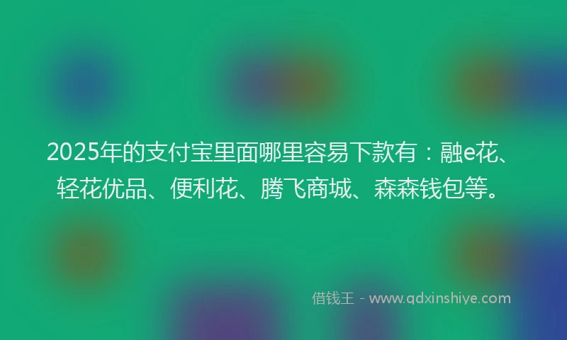 2025年的支付宝里面哪里容易下款有：融e花、轻花优品、便利花、腾飞商城、森森钱包等。