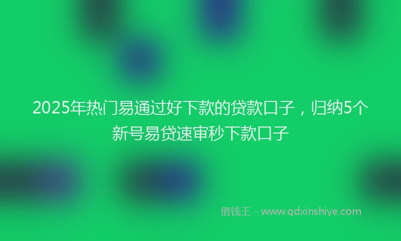 2025年热门易通过好下款的贷款口子，归纳5个新号易贷速审秒下款口子