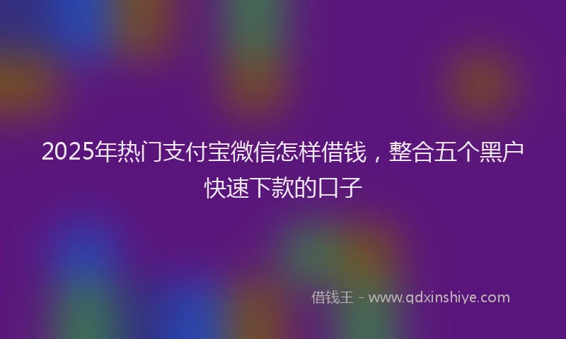 2025年热门支付宝微信怎样借钱，整合五个黑户快速下款的口子