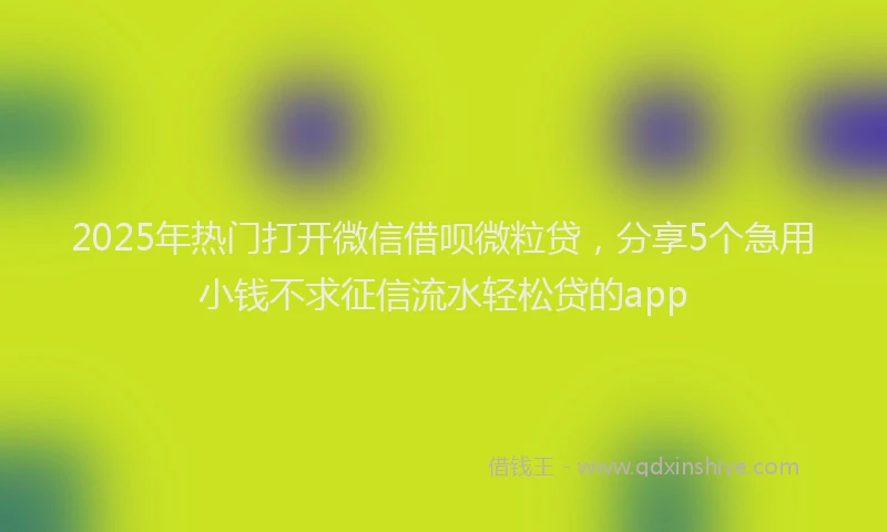 2025年热门打开微信借呗微粒贷，分享5个急用小钱不求征信流水轻松贷的app