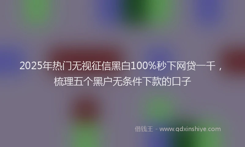 2025年热门无视征信黑白100%秒下网贷一千，梳理五个黑户无条件下款的口子