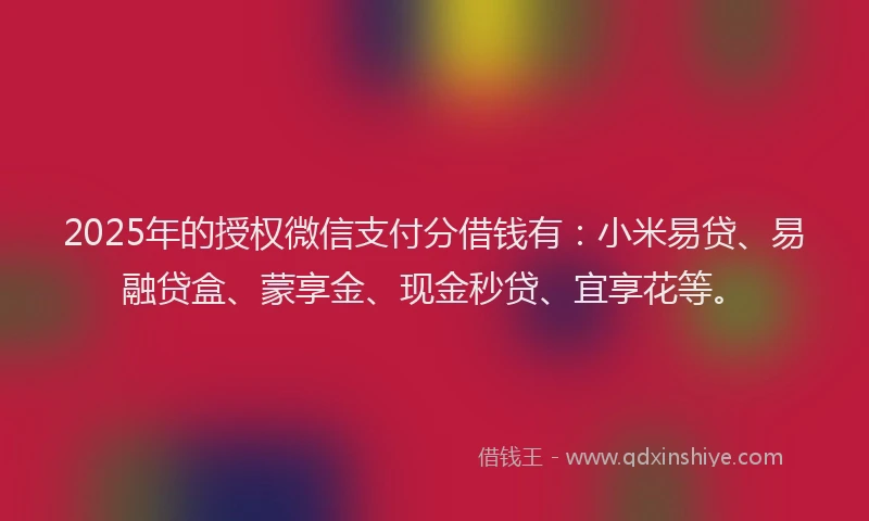 2025年的授权微信支付分借钱有：小米易贷、易融贷盒、蒙享金、现金秒贷、宜享花等。