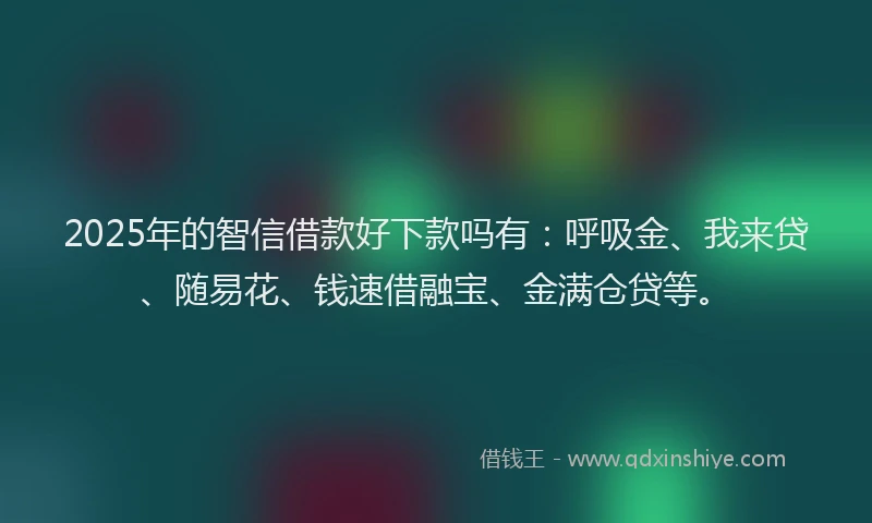 2025年的智信借款好下款吗有：呼吸金、我来贷、随易花、钱速借融宝、金满仓贷等。