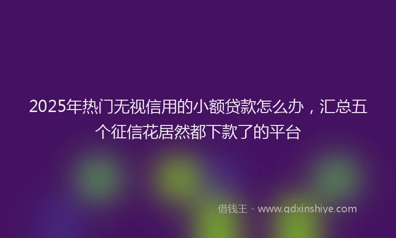 2025年热门无视信用的小额贷款怎么办，汇总五个征信花居然都下款了的平台