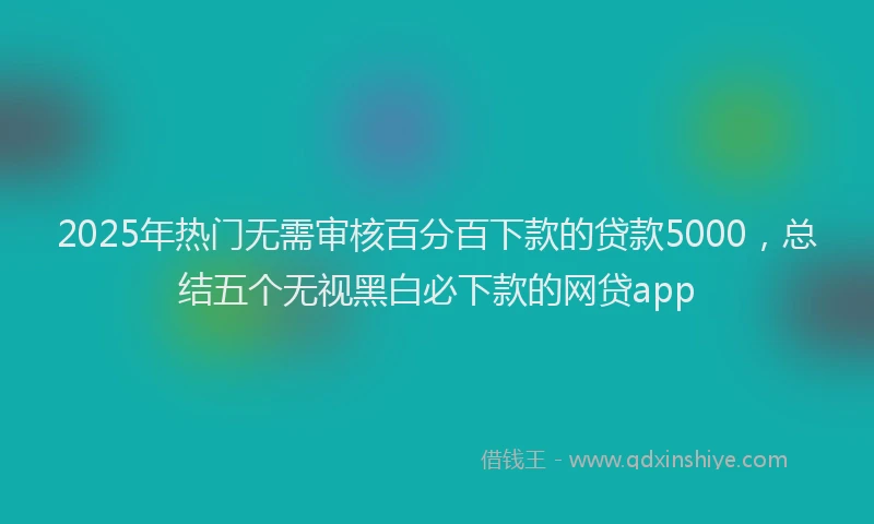 2025年热门无需审核百分百下款的贷款5000，总结五个无视黑白必下款的网贷app