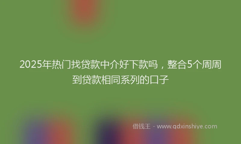 2025年热门找贷款中介好下款吗，整合5个周周到贷款相同系列的口子