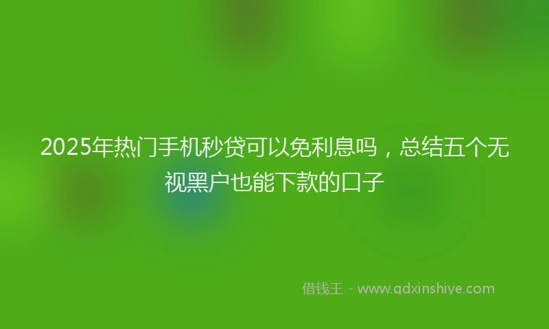 2025年热门手机秒贷可以免利息吗，总结五个无视黑户也能下款的口子