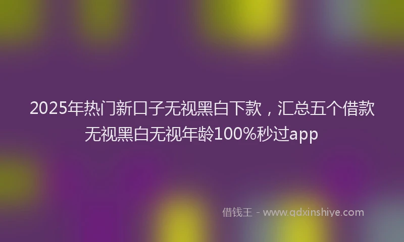 2025年热门新口子无视黑白下款，汇总五个借款无视黑白无视年龄100%秒过app