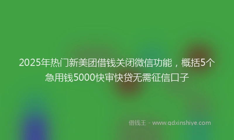 2025年热门新美团借钱关闭微信功能，概括5个急用钱5000快审快贷无需征信口子