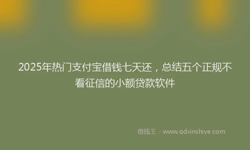2025年热门支付宝借钱七天还，总结五个正规不看征信的小额贷款软件