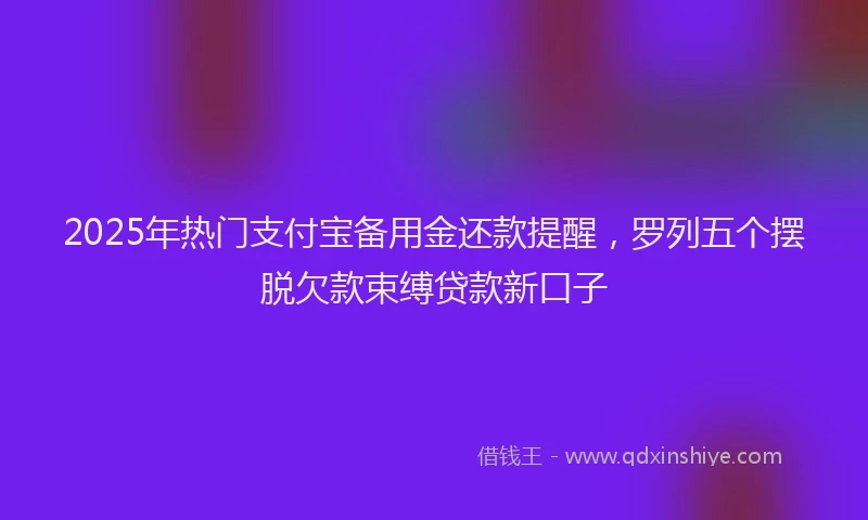 2025年热门支付宝备用金还款提醒，罗列五个摆脱欠款束缚贷款新口子