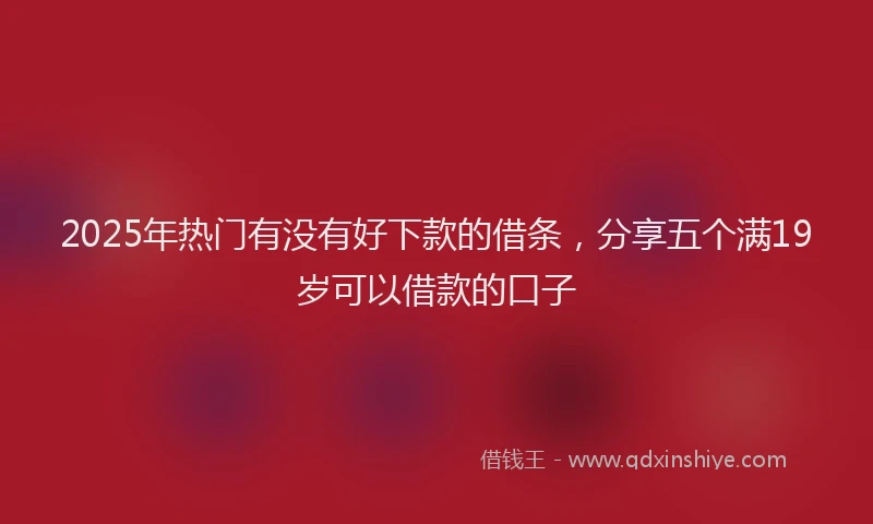 2025年热门有没有好下款的借条，分享五个满19岁可以借款的口子