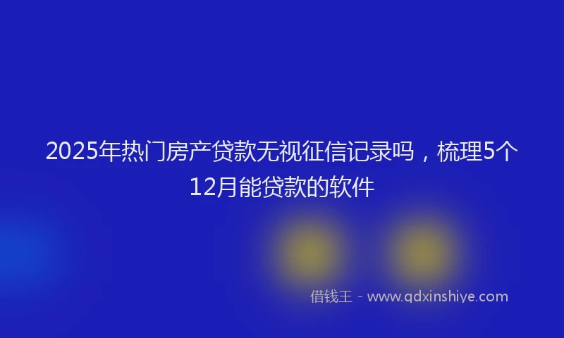 2025年热门房产贷款无视征信记录吗，梳理5个12月能贷款的软件