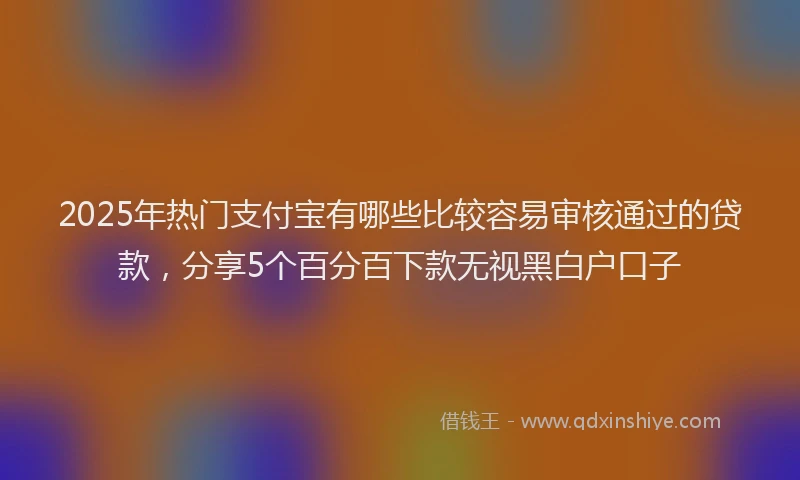 2025年热门支付宝有哪些比较容易审核通过的贷款，分享5个百分百下款无视黑白户口子