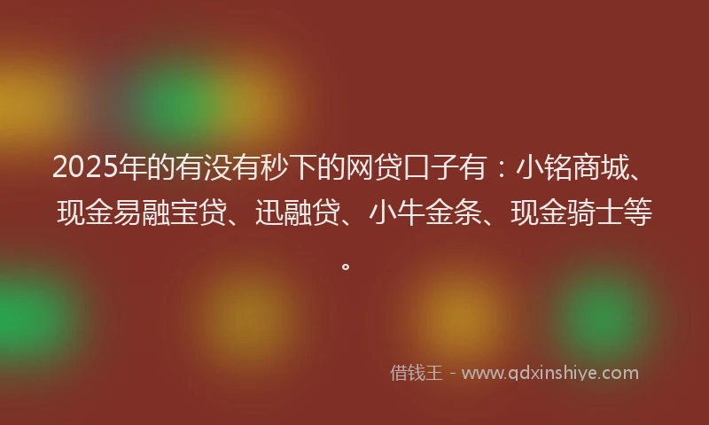 2025年的有没有秒下的网贷口子有：小铭商城、现金易融宝贷、迅融贷、小牛金条、现金骑士等。