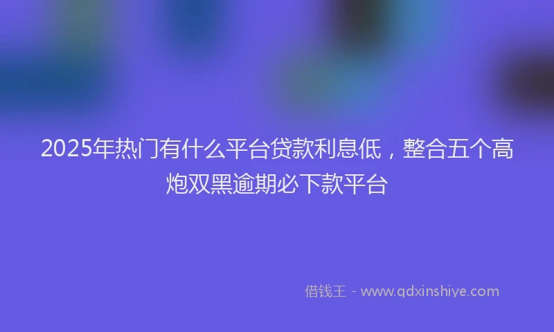 2025年热门有什么平台贷款利息低，整合五个高炮双黑逾期必下款平台