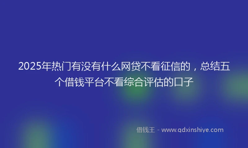 2025年热门有没有什么网贷不看征信的，总结五个借钱平台不看综合评估的口子