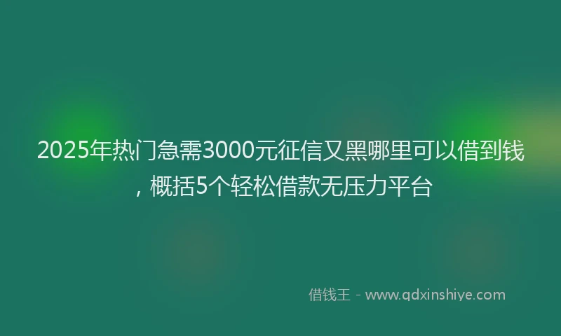 2025年热门急需3000元征信又黑哪里可以借到钱，概括5个轻松借款无压力平台