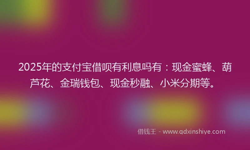 2025年的支付宝借呗有利息吗有：现金蜜蜂、葫芦花、金瑞钱包、现金秒融、小米分期等。
