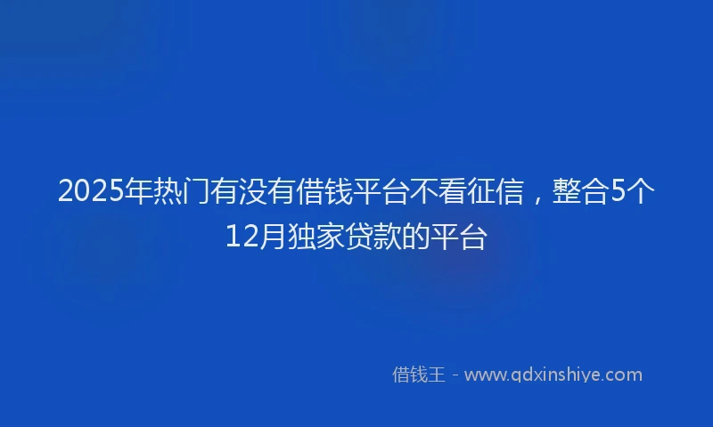 2025年热门有没有借钱平台不看征信，整合5个12月独家贷款的平台