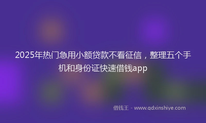 2025年热门急用小额贷款不看征信，整理五个手机和身份证快速借钱app