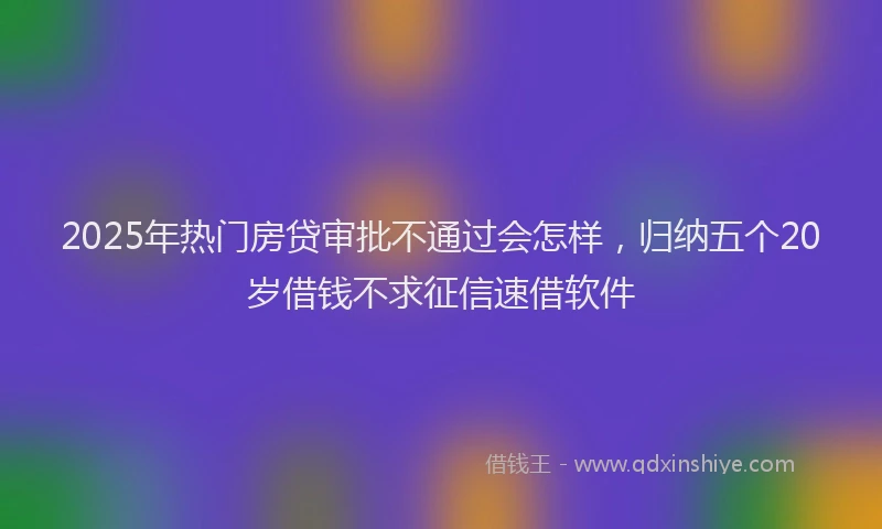 2025年热门房贷审批不通过会怎样，归纳五个20岁借钱不求征信速借软件