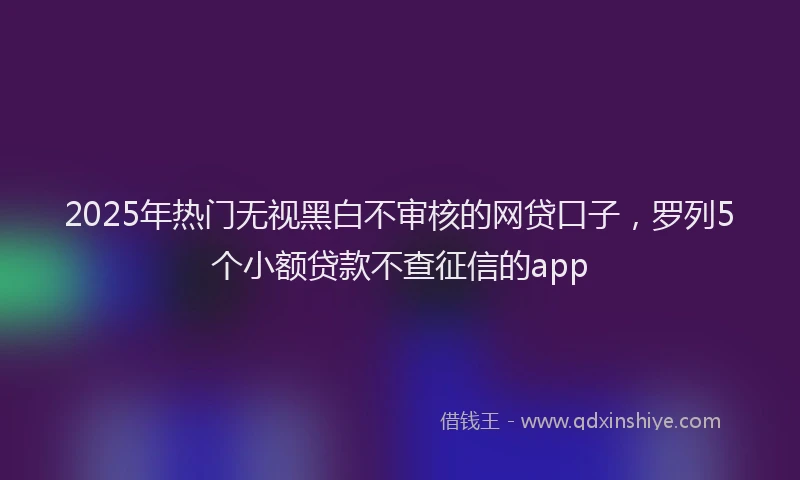 2025年热门无视黑白不审核的网贷口子，罗列5个小额贷款不查征信的app