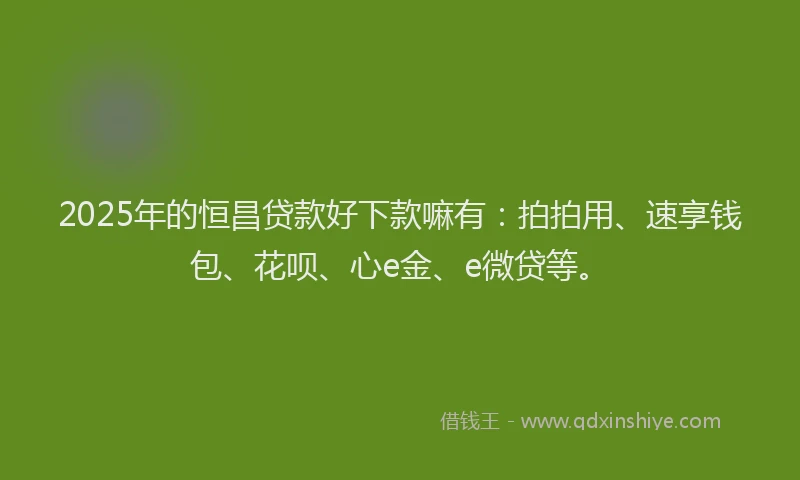 2025年的恒昌贷款好下款嘛有：拍拍用、速享钱包、花呗、心e金、e微贷等。