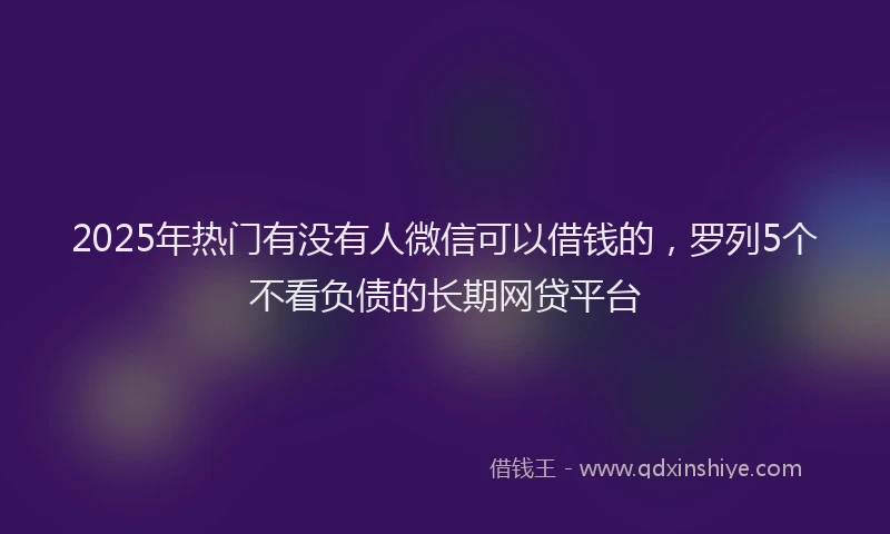 2025年热门有没有人微信可以借钱的，罗列5个不看负债的长期网贷平台