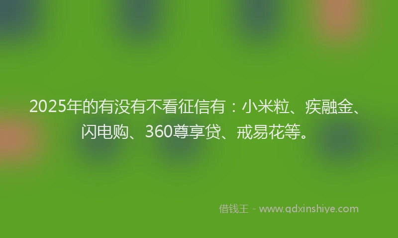 2025年的有没有不看征信有：小米粒、疾融金、闪电购、360尊享贷、戒易花等。