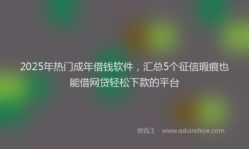 2025年热门成年借钱软件，汇总5个征信瑕疵也能借网贷轻松下款的平台