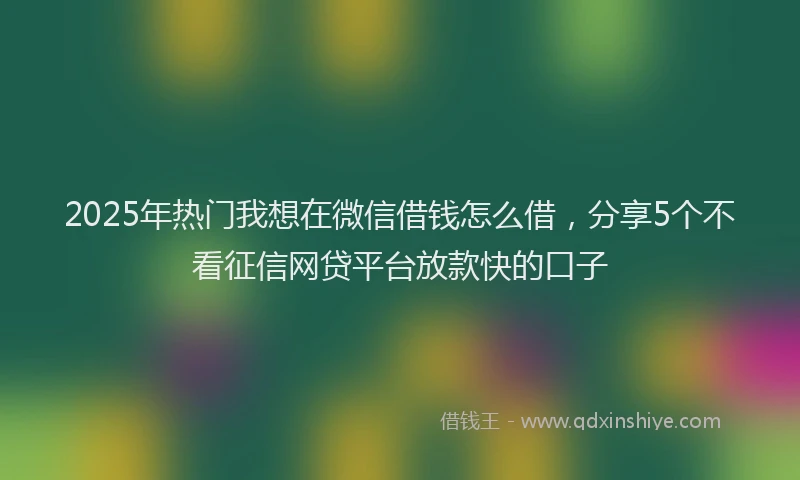 2025年热门我想在微信借钱怎么借，分享5个不看征信网贷平台放款快的口子