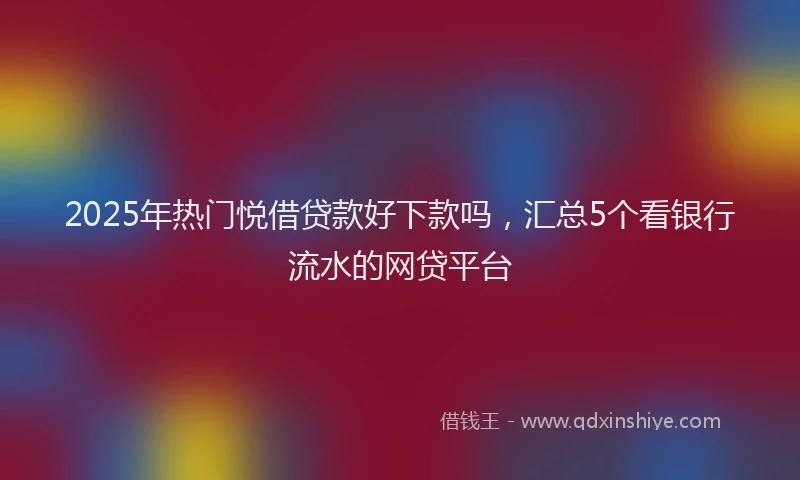 2025年热门悦借贷款好下款吗，汇总5个看银行流水的网贷平台