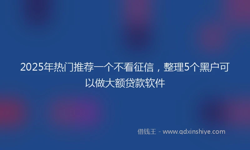 2025年热门推荐一个不看征信，整理5个黑户可以做大额贷款软件