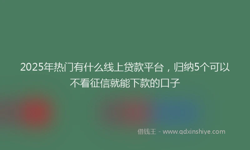 2025年热门有什么线上贷款平台，归纳5个可以不看征信就能下款的口子