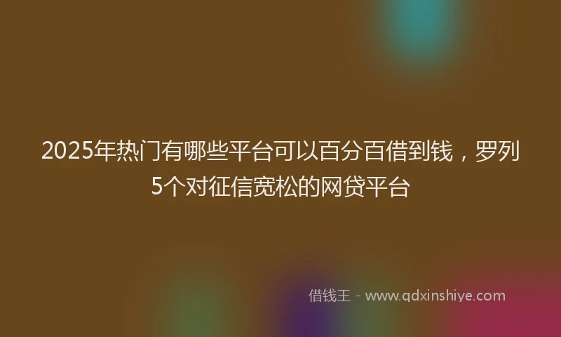 2025年热门有哪些平台可以百分百借到钱，罗列5个对征信宽松的网贷平台