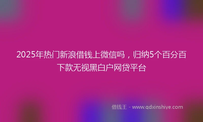 2025年热门新浪借钱上微信吗，归纳5个百分百下款无视黑白户网贷平台