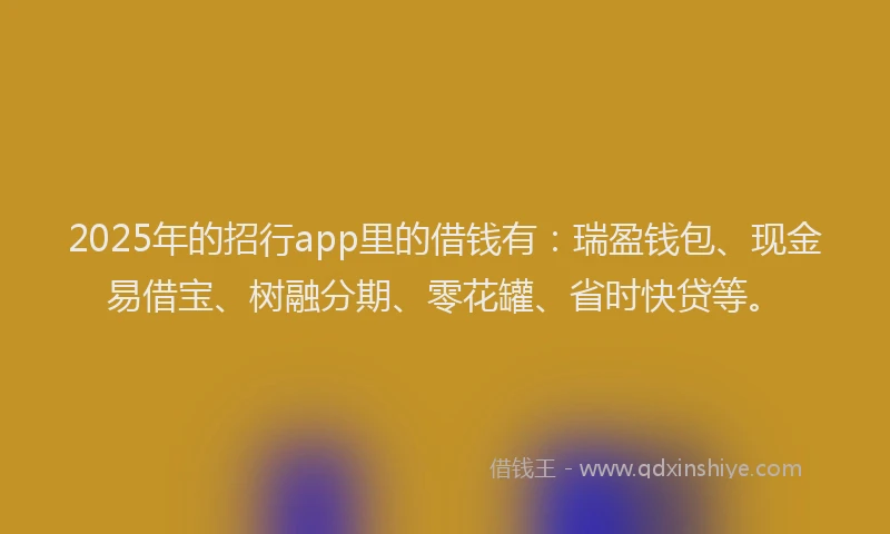 2025年的招行app里的借钱有：瑞盈钱包、现金易借宝、树融分期、零花罐、省时快贷等。