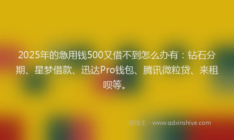 2025年的急用钱500又借不到怎么办有：钻石分期、星梦借款、迅达Pro钱包、腾讯微粒贷、来租呗等。