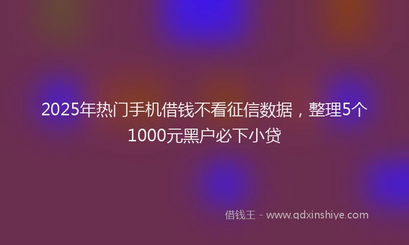 2025年热门手机借钱不看征信数据，整理5个1000元黑户必下小贷