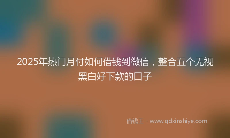 2025年热门月付如何借钱到微信，整合五个无视黑白好下款的口子