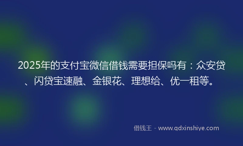 2025年的支付宝微信借钱需要担保吗有：众安贷、闪贷宝速融、金银花、理想给、优一租等。
