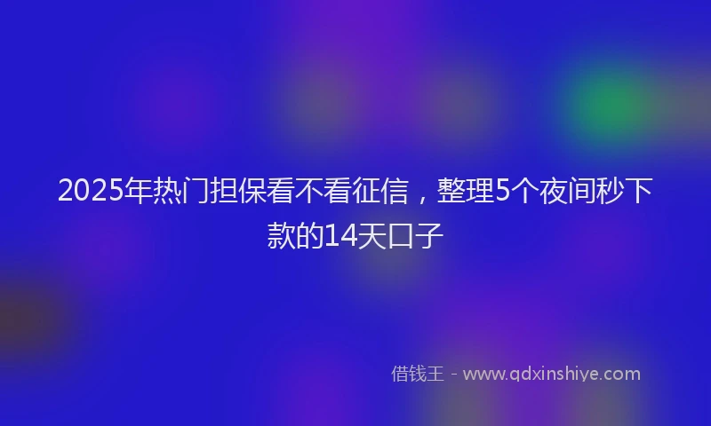 2025年热门担保看不看征信，整理5个夜间秒下款的14天口子
