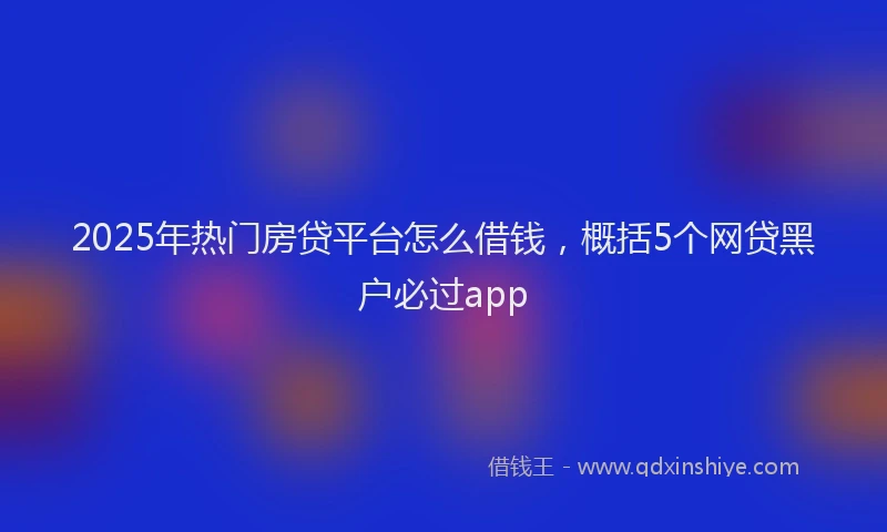 2025年热门房贷平台怎么借钱，概括5个网贷黑户必过app