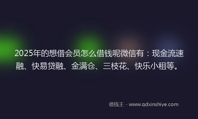 2025年的想借会员怎么借钱呢微信有：现金流速融、快易贷融、金满仓、三枝花、快乐小租等。