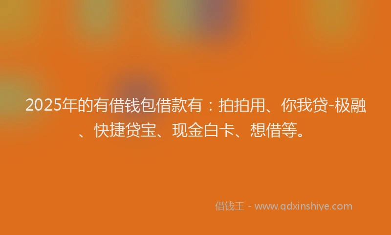 2025年的有借钱包借款有：拍拍用、你我贷-极融、快捷贷宝、现金白卡、想借等。
