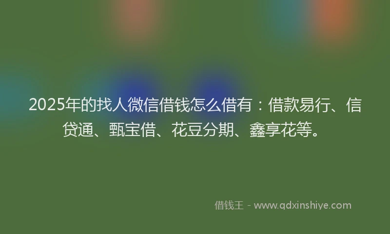2025年的找人微信借钱怎么借有：借款易行、信贷通、甄宝借、花豆分期、鑫享花等。