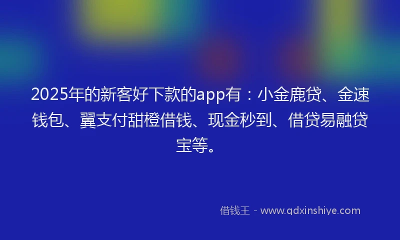 2025年的新客好下款的app有：小金鹿贷、金速钱包、翼支付甜橙借钱、现金秒到、借贷易融贷宝等。